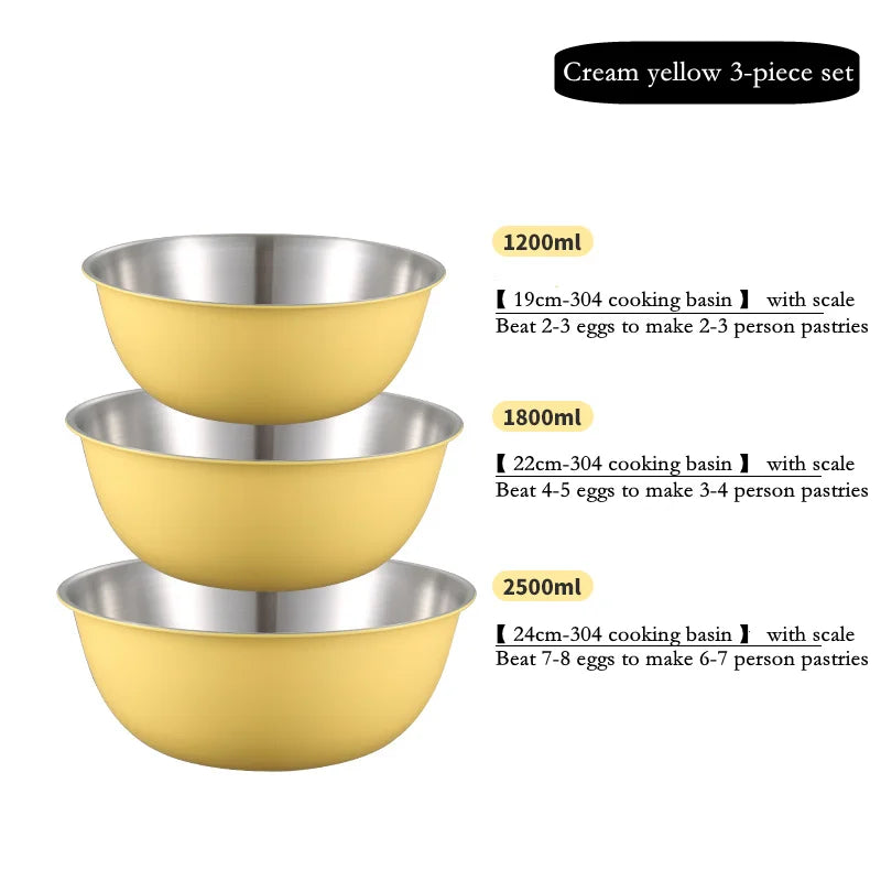 304 Stainless Steel Salad Mixing Bowl – Egg Beater, Dough and Food Prep Bowl for Kitchen Use